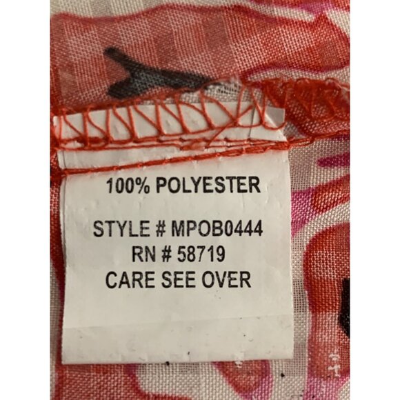 Womens Button-Up Blouse Long Sleeve Animal Print Polyester Red Black Size Small - Picture 12 of 12